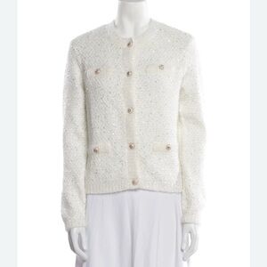 Maje White Textured Sparkle Cardigan